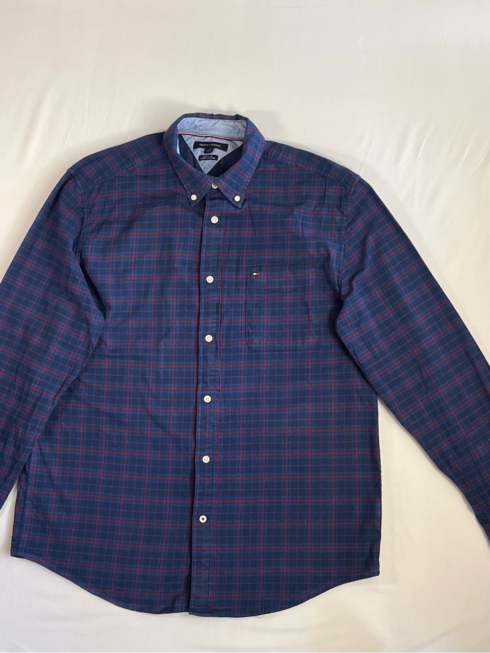 Tommy Hilfiger Blue and Red Plaid Button-Down Shirt 0024